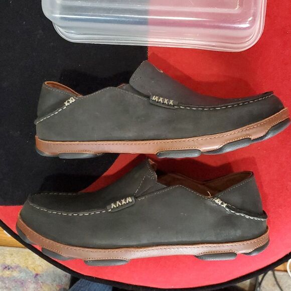Olukai Moloa Leather Slip-On Shoes In Black Toffee Size 8.5 main image 4
